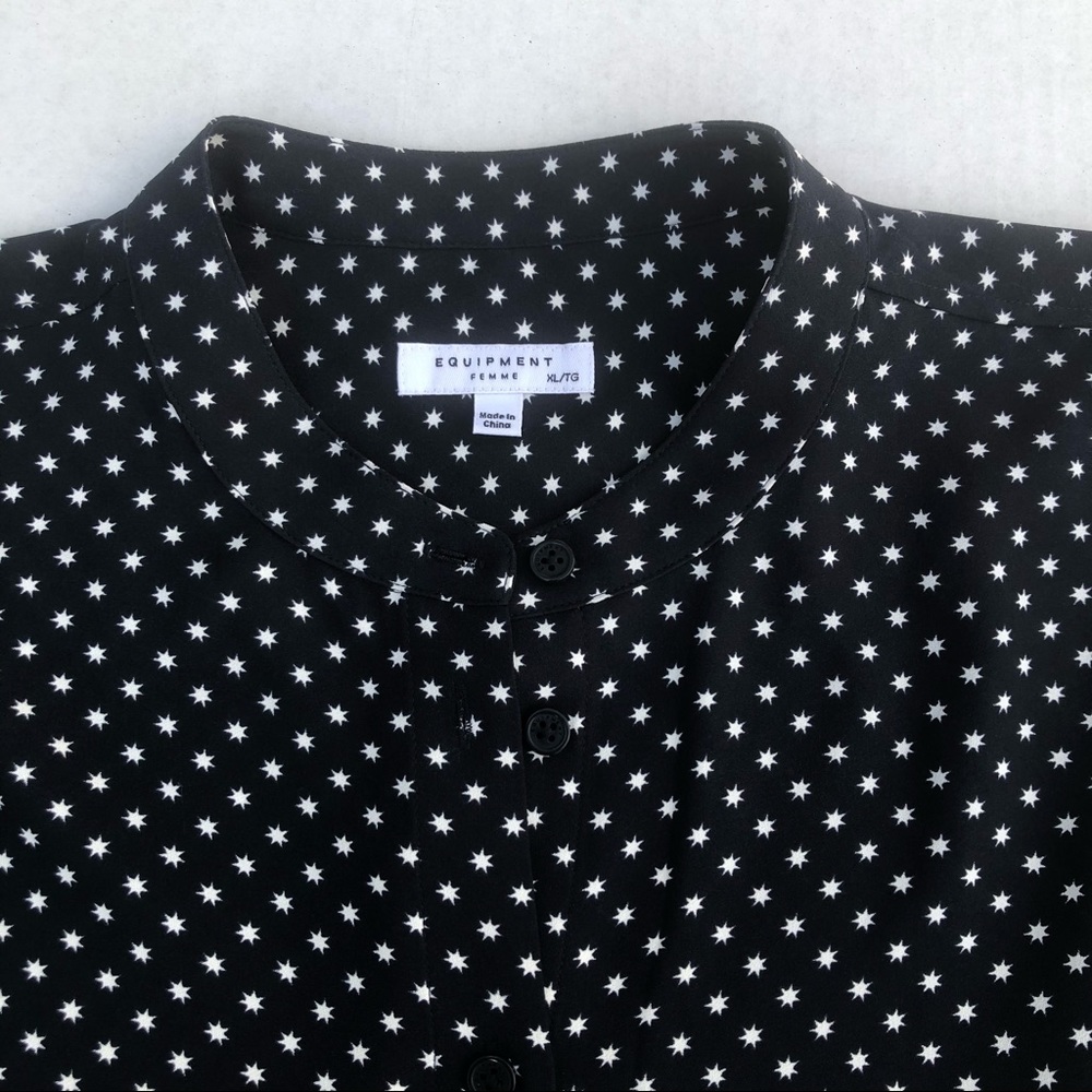 Equipment Navy and White Star Dot Blouse - Picture 4 of 8